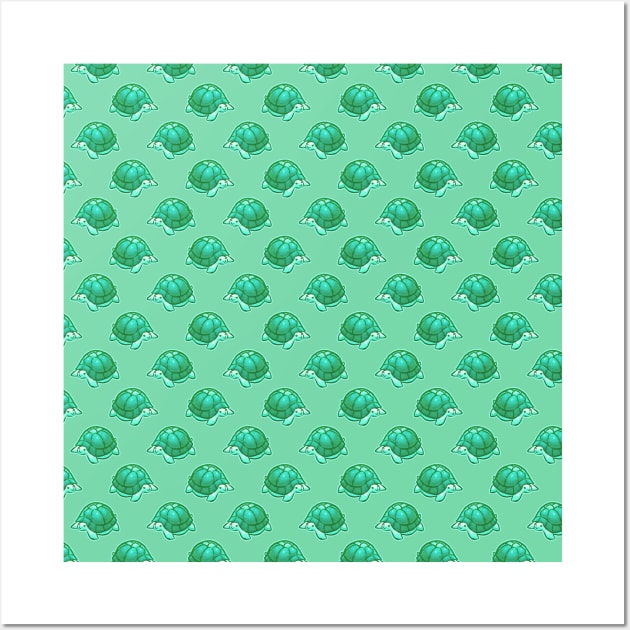 Aqua Green Turtle Pattern Wall Art by saradaboru